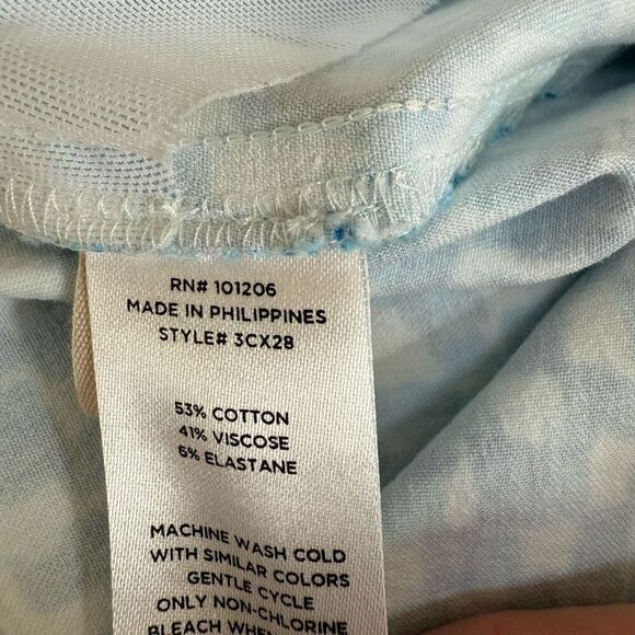 Soft Surroundings Pants cotton blend Blue White Geometric Stretch Pants size PM - Picture 4 of 6